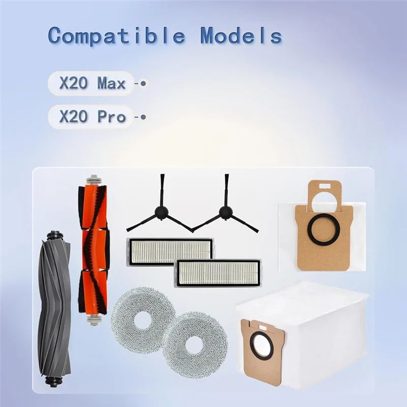 Kit Completo De Accesorios Para Xiaomi X20 Max Y X20 Pro - 1 Cepillo Principal, 2 Filtros HEPA, 6 Toallitas, 6 Cepillos Laterales Y Más