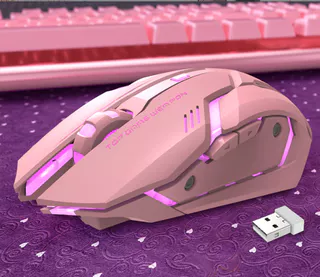 Mouse De Carregamento Sem Fio Silencioso Para Jogos, Fofo Mecânico RGB Laptop, PC, Escritório, Estudo
