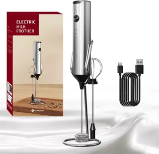 Batedor De Leite USB Bracker Café Recarregável Ovos Elétrico Ajustável De 3 Velocidades Com 2 Um Agitador Removível De A em Oferta na Shopee