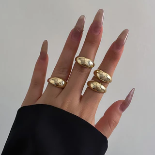 4 Pcs Abertos Anéis De Superfície Curva Lisa E Para Mulheres Dedo De Encanto Na Mão Acessórios De Moda 2024 Jóias Presentes Femininos Meninas