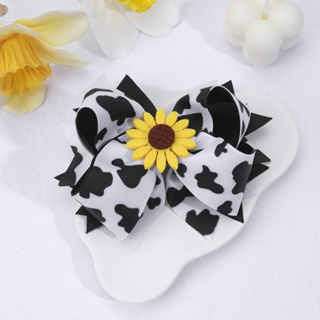 2Pcs Novos Grampos De Cabelo De Arco De Vaca Com Barrettes Feitas À Mão De Girassol Para Crianças