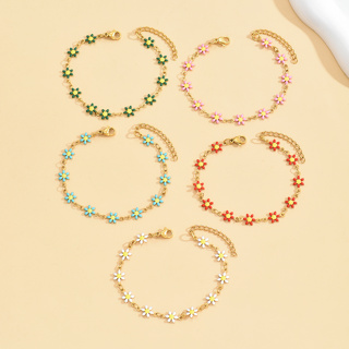 1pc, Pulseira Pequena Flor de Aço Titânio, Pulseira Universal para Meninas.