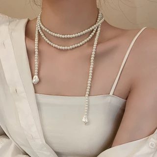 1 Retro longo pérola colar coreano simples temperamento Design clavícula corrente influenciador único novo estilo All-Ma