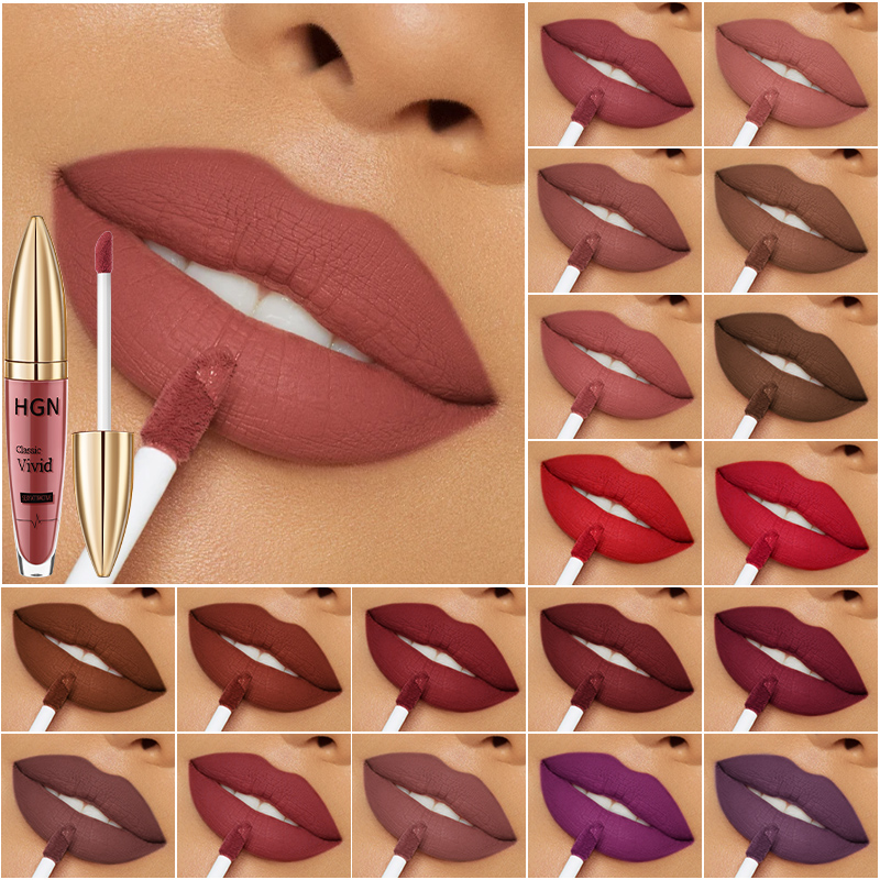 Brilho Labial Veludo Brilho Labial Mate Mate Mate Copo Antiaderente Não Desbotante de Longa Duração Maquiagem Tudo em Combinação Branco