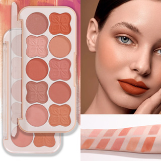 10 Cores Paleta de Blush Facial Contorno Natural Paleta de Maquiagem Nua Mate Fácil de Colorir