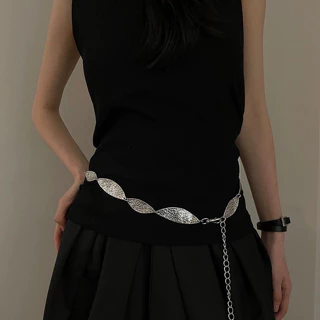 Corrente de cintura transfronteiriça feminina Metal folha longa acessórios de cintura moda simples Retro vestido camisa