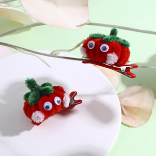 2Pcs Adoráveis Clipes De Cabelo De Tomate Boutique Barrettes Artesanais