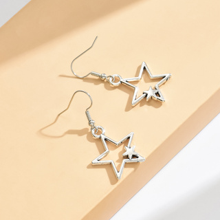 1 Pacote de Pares Brincos Estrela Oca Simples de Cinco Pontas Temperamento Brincos Retro Brincos Retro Adequados para Meninas Festa de Férias Feminina