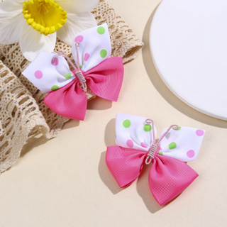 2Pcs Acessórios De Cabelo Em Forma De Borboleta Dot Bow Elegante Barrettes Artesanal