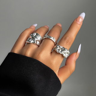 3 Pcs Abertos Anéis De Metal Torcido Irregular Ajustável Conjunto De Para Mulheres Dedo Na Mão Acessórios De Moda 2024 Jóias Presentes Femininos