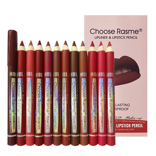 12 Cores Forro labial antiaderente Conjunto de revestimento labial com caneta batom mate