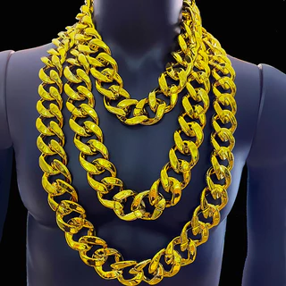 1pc Hip Hop Corrente De Ouro Masculino Feminino Oversized Galvanizado Plástico Colar Traje Festa Acessório