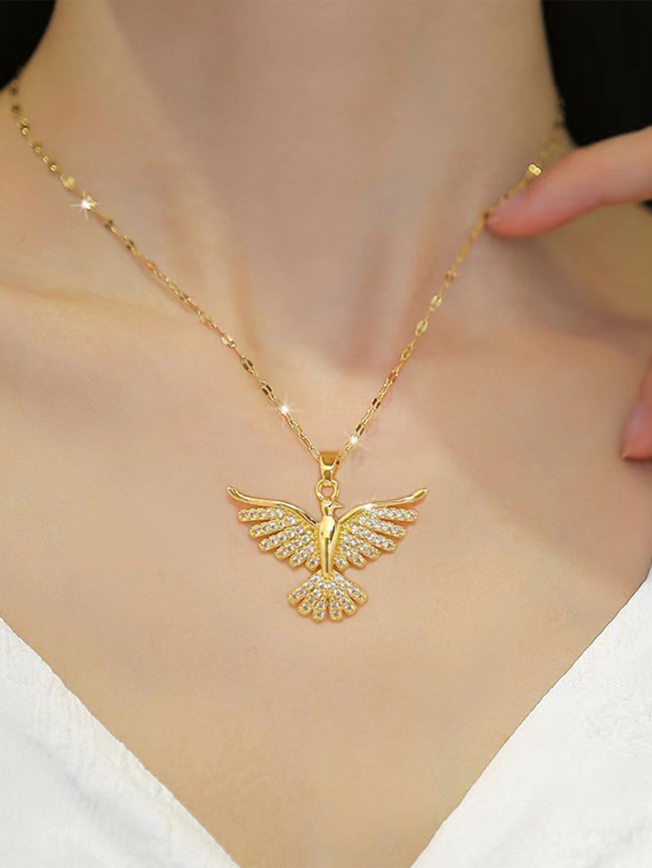 Colar De Pingente De Luxo Em Aço Inoxidável Phoenix De 1 Peça Para Mulheres