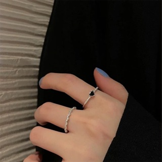 2pcs/set Anéis De Gotejamento De Óleo De Amor Preto Para Desenho De Nicho Feminino , Anel De Luxo Frio E Leve Ajustável