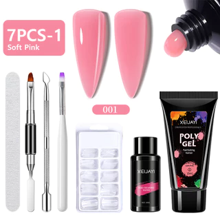 XEIJAYI 7Pcs Gel De Unhas Conjunto Completo Para Extensão Polimento Steal Push Kit De Limpeza De Água E Molde Ferramentas De Manicure Iniciantes Em Acrílico