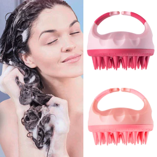 1Pc Escova De Cabelo De Silicone Massagem E Esfrega Pente Couro Cabeludo Cabeça Anti Coceira Alça Longa Crianças Adultos