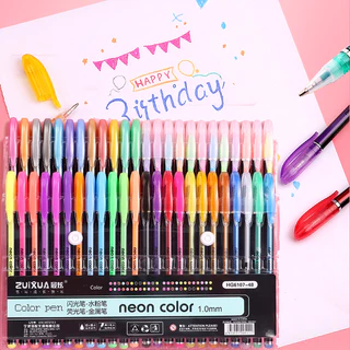 12/24/48 Cores Glitter Esboço Desenho Marcadores De Gel Canetas Conjunto Recarga Pastel Neon Marcador Material Escolar P