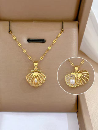 1PC Colar De Luxo De Latão Aço Inoxidável Corrente Para O Dia Dos Namorados Uso Diário De Aniversário Feminino