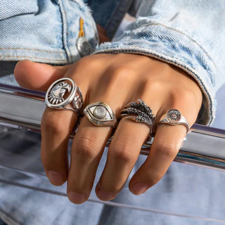 4 Pcs Vintage Viking Eagle Head and Claw Rings Set Para Homens Anéis De Dedo De Menino Frio Acessórios Na Mão 2024 Fashion Jewelry Presentes Masculinos