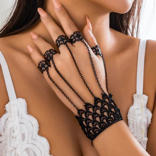 Tecelagem De Renda Larga Com Pulseira De Dedo Ligado Em Corrente Para Mulheres Acessórios De Mão De Encanto Da Moda 2024 Jóias De Presentes Femininos Meninas