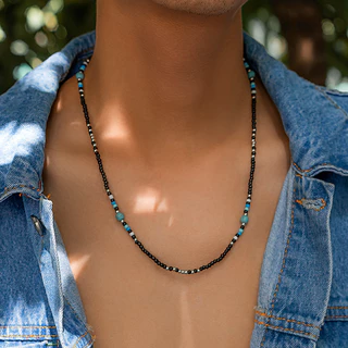 Colar De Corrente De Contas Pequenas De Sementes Gargantilha Para Homens De Verão Na Tendência No Pescoço Acessórios De Moda 2024 Jóias Presentes De Menino Masculino