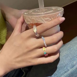 3 PCS /Set Anel de Resina com Contas de Coração de Amor com Estilo Fofo e Moda