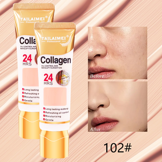 1 pacote Base líquida de colágeno para controle de óleo Base líquida de maquiagem 35ml