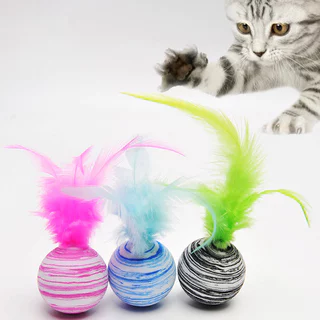 Gato De Estimação Gatinho Bola Brinquedo Delicado Estrela Bolas Mais Pena Material EVA De Alta Qualidade De Espuma Leve