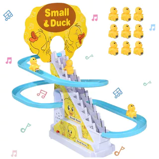 Criança Pequeno Pato Eletrônico Subindo Escadas Pista Brinquedos Luz Musical Slide Coaster Brinquedo Bebê