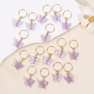 16Pcs/Set Hair Rings Borboleta Púrpura Dreadlock Headwear Para Crianças