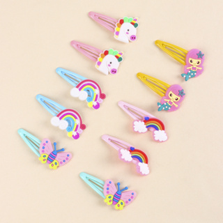 10Pcs/Set Cartoon Arco-Íris Clipes BB Unicórnio Cabelo Sereia Acessórios