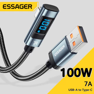 Essager 7A USB Type C Cabo De Cotovelo Display PD 100W Carregamento Rápido Bend Dados Para HUAWEI Mate 60 Pro Oneplus Sa