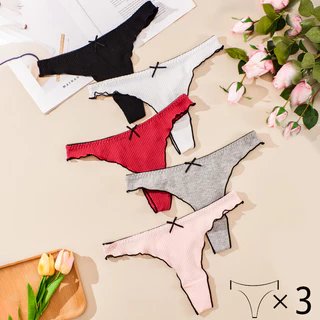 3PCS/set Calcinha Feminina De Algodão Sexy Fio-Dental T-Back Feminino De Baixo Nível S-L