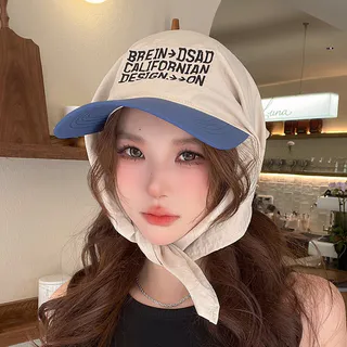 Versão coreana novo estilo cor única combinando cabeça chapéu de renda feminino verão guarda-sol letras combinadas