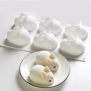 Molde De Silicone Para Bolo De Coelho Chocolate De 6 Cavidades Decoração De Sobremesa Modelo De Vela De Bricolage