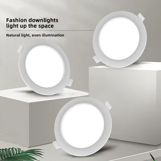 Lâmpada Embutida De Vidro LED De Três Cores 18W Para Baixo Luz De Teto Redonda Quadrada Luzes De Sala De Estar Tubo Ilum