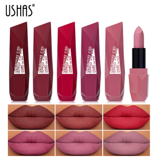 Baton Matte Lipstick Velvet Lip Glaze Nude Color Lipstick Pasta de Feijão Cor Brilho Labial 6 Cores à prova d