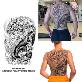 Lucky Dragon Head Full Back Long-Lasting Waterproof Uma Semana a Duas Semanas Autocolantes Tatuagem Semi-Permanente Tatuagem Cor Tatuagem Temporária Autocolantes Simulação Não-Reflexiva F