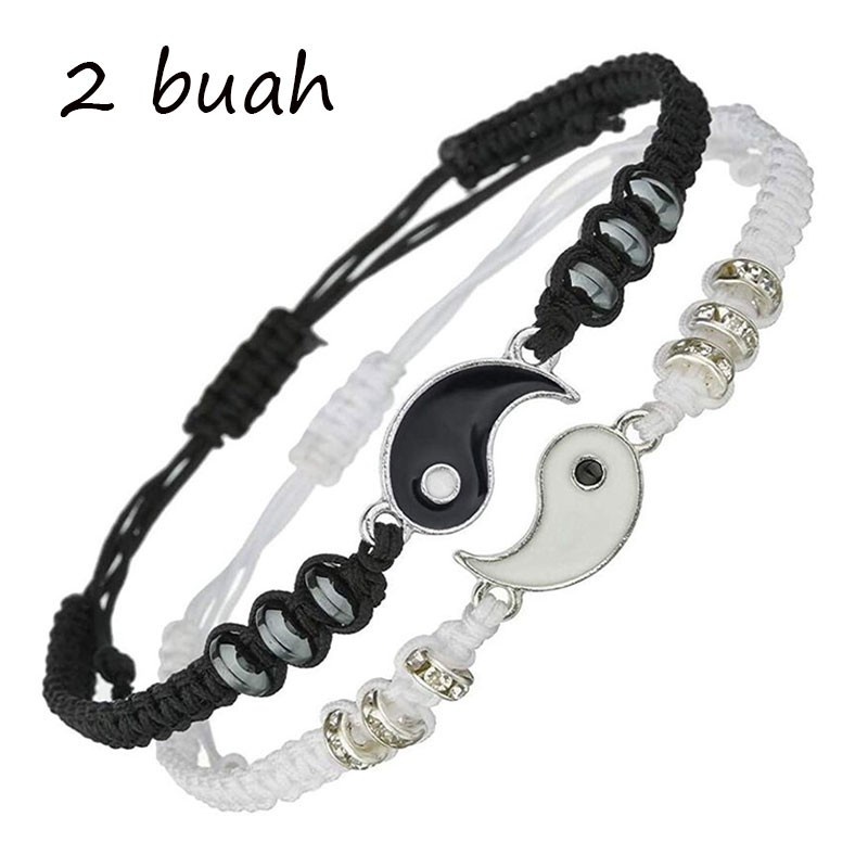 1/2 Pcs Tai Chi Pulseira De Casal Pulseiras De Corda Preta E Branca Tecidas À Mão Para Melhor Amigo Jóias