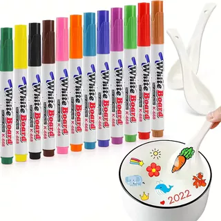 12 Cores Caneta Flutuante Com Colher , Brinquedo De Pintura De Água Para Crianças , Criar Arte Mágica