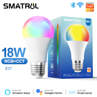 SMATRUL Lâmpada Wifi Smart Led E27 RGB 18W Compatível Com Google Assistant E AlexaSmart 16 Milhões De Cores