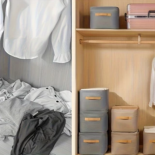 Cesta de Roupas Cesta de Armazenamento Cesta de Aço Dobrável Caixa de Armazenamento de Anéis de Aço Tipo Gaveta de Roupa Doméstica Caixa de Armazenamento de Calças Não Tecidas Anti-Pó