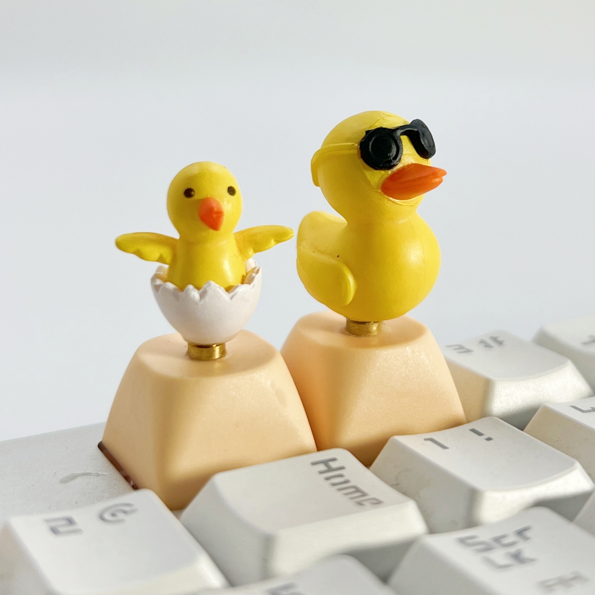 1 Teclado Mecânico Rotativo Criativo e Divertido Chaveiro de Pato Amarelo Descompressão Teclado Mecânico Rotativo