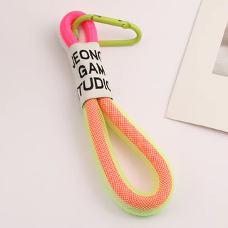 Criativo Porta-Chaves Iridescente De Corda Trançado Mosquetão Para Mochila Pingente Jóias De Cordão Pendurado