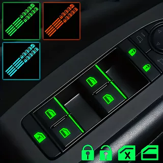Interruptor de Botão de Função 1 /4 Peças In-Carro Autocolante Luminoso Autocolante Fluorescente à prova d'água à prova d' água Botão de Elevação da Janela Autocolante