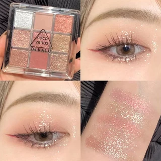 9 Paleta de Sombra Colorida Sombra Perolada Mate Terra Perolada Cor Fina Brilhante Azul Púrpura Sombra Fumada