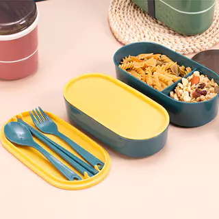 Caixa De Almoço Bento Com Talheres E Compartimento Removível