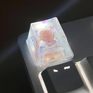 1 Chaveiro Criativo Camellia Keycap Cross Eixo Transversal Teclado Mecânico Transparente Keycap