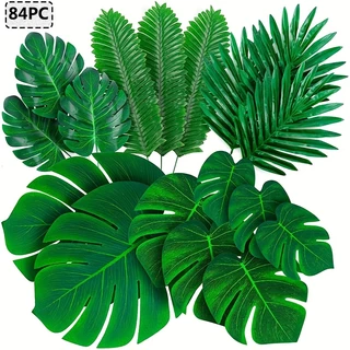 84pc Folhas de Palma Artificial Tropical Luou Decoração da Mesa para Festa de Casamento e Temática
