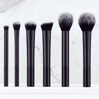 Black 6 Conjunto de Escova de Maquiagem Profissional Conjunto de Escova em Pó Loose Foundation Escova para Sombra Conjunto Completo Ferramentas de Beleza Conjunto Completo Maquiagem para Iniciantes